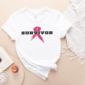 Survivor T-Shirt Cancer Awareness Pink Ribbon Fighter Trendy
