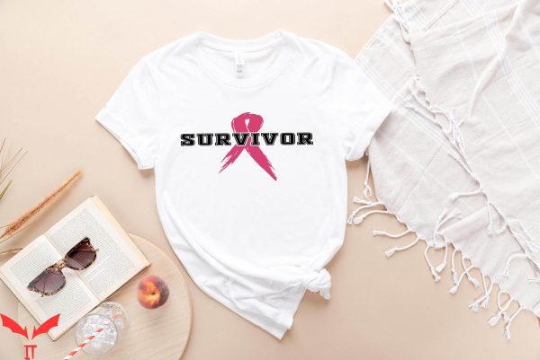 Survivor T-Shirt Cancer Awareness Pink Ribbon Fighter Trendy