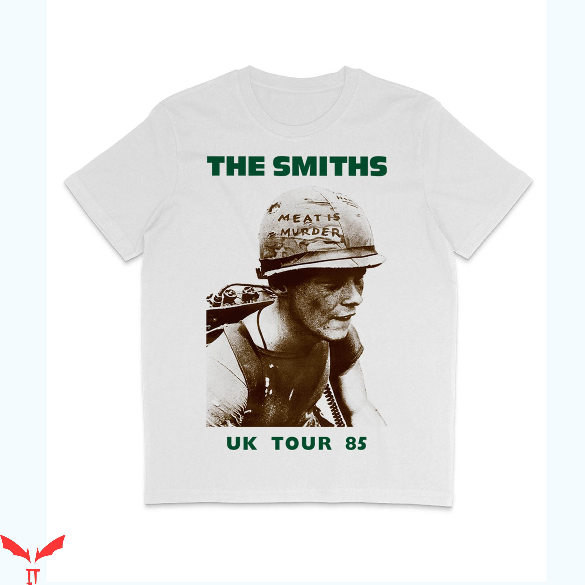 The Smiths Meat Is Murder T-Shirt Tour Soldier Green Text