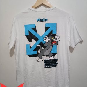Tom And Jerry Off White T-Shirt Funny Cartoon Design