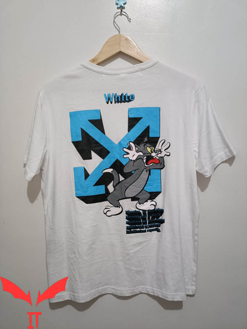 Tom And Jerry Off White T-Shirt Funny Cartoon Design