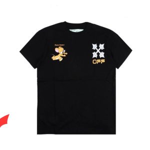 Tom And Jerry Off White T-Shirt Funny Cartoon Graphic