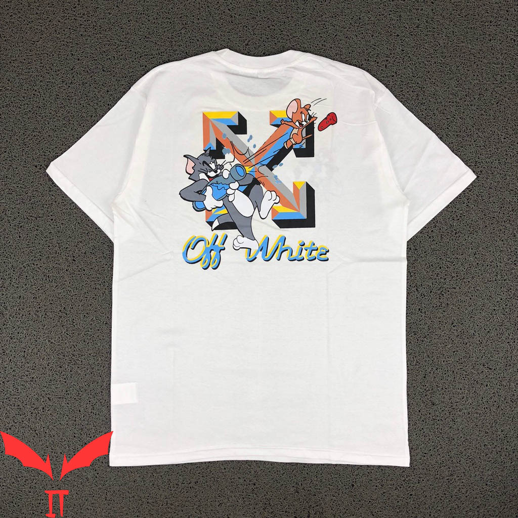 Tom And Jerry Off White T-Shirt Funny Cartoon Trendy Tee