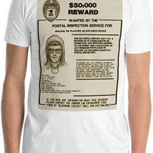 Unabomber T-Shirt Ted Kaczynski Wanted Poster Killer Trendy