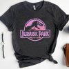 Universal Family T-Shirt Jurassic Park Retro Neon Pink Logo