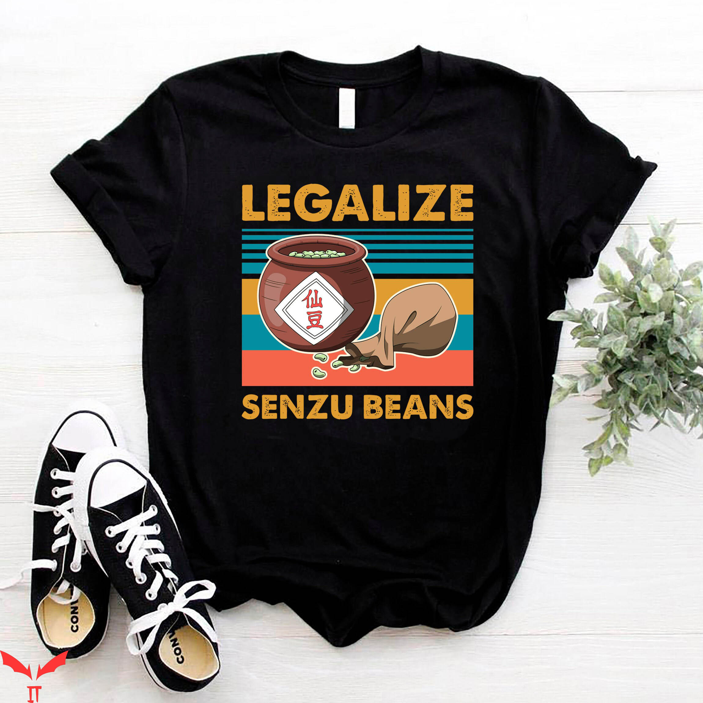 Vintage DBZ T-Shirt Funny Anime Senzu Beans Manga Shirt