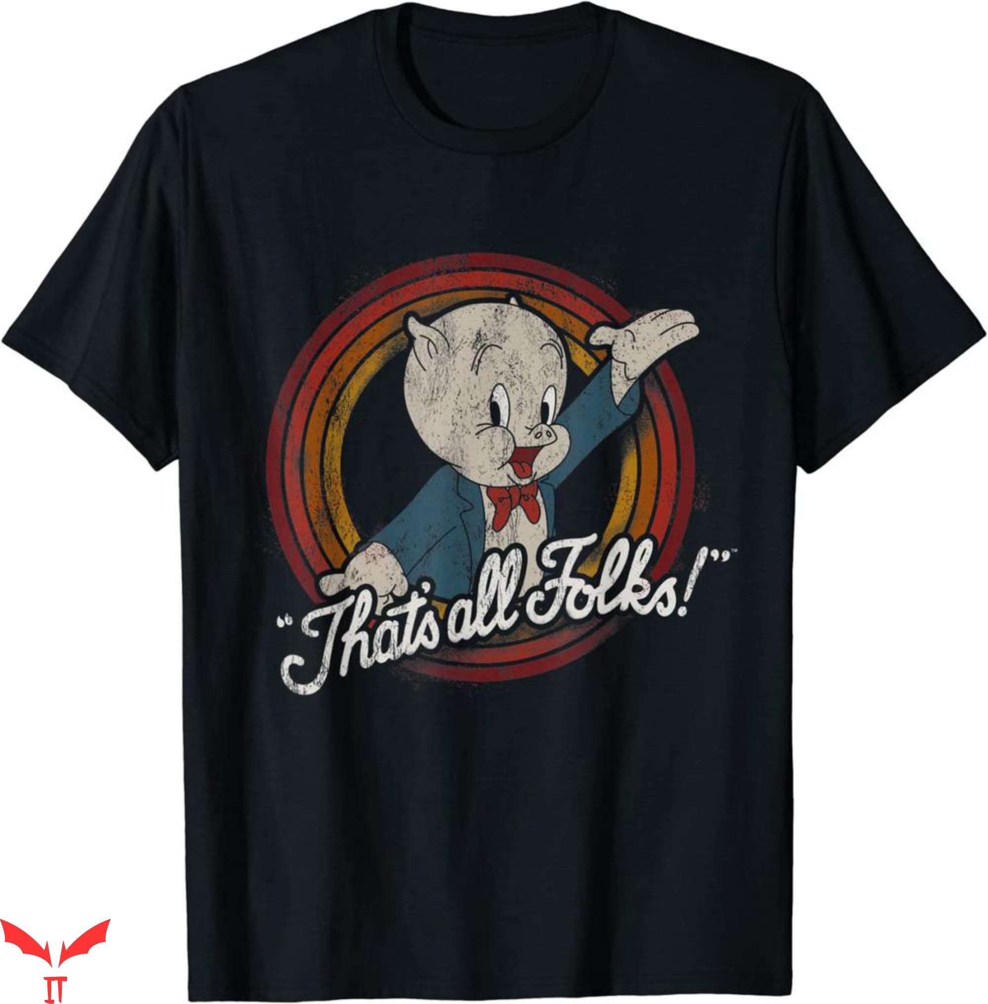 Vintage Looney Tunes T-Shirt Porky Pig That's All Folks