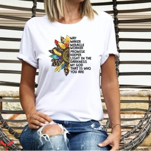 Way Maker T-Shirt Sunflower Faith Vertical Cross Religious