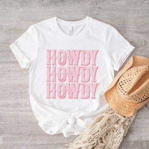 White Pink T-Shirt Howdy Pink Western Shirt