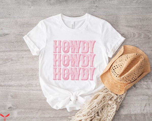 White Pink T-Shirt Howdy Pink Western Shirt