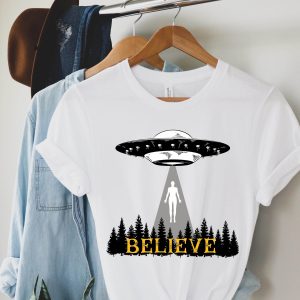 X Files Vintage T-Shirt I Want To Believe UFO Abduction