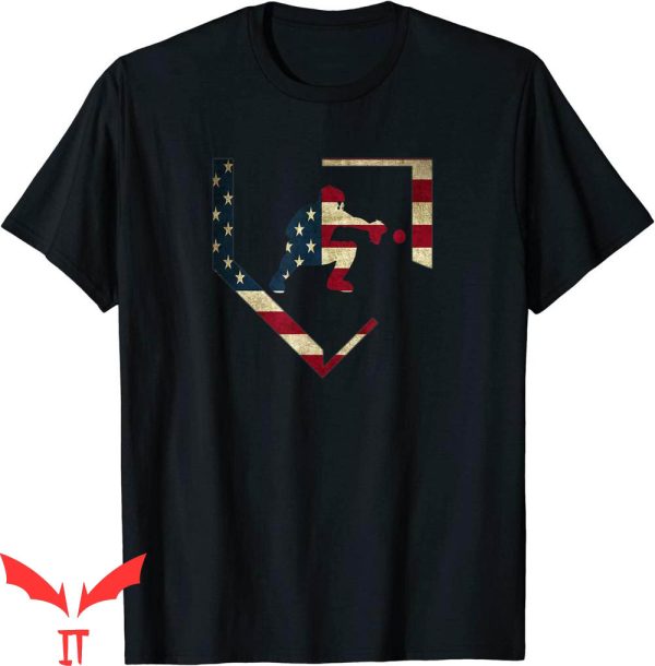 Baseball Catcher T-Shirt High School Gear American Flag