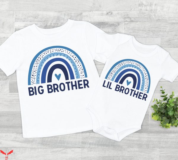 Big Sister Big Brother T-Shirt Big Bro Cute Rainbow Matching