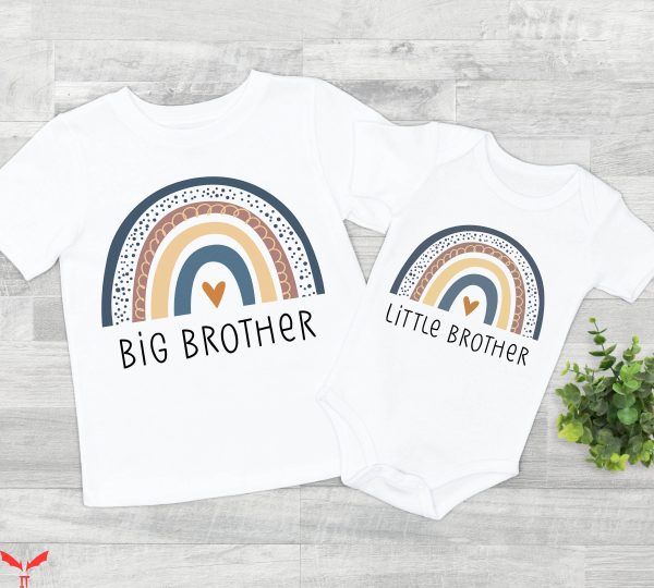 Big Sister Big Brother T-Shirt Big Bro Cute Rainbow Shirt
