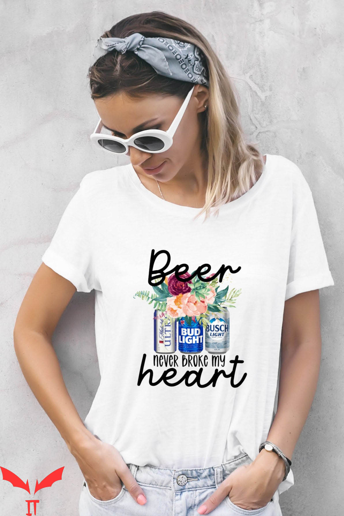 Bud Light T-Shirt Beer Never Broke My Heart Funny Tee