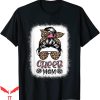 Cheer T-Shirt Cheer Mom Leopard Messy Bun Bleached