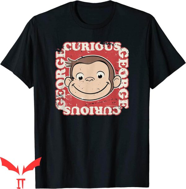 Curious George Birthday T-Shirt Big Face Distressed George