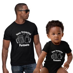 Dad And Me T-Shirt Best Drinking Partners Funny Dad And Son