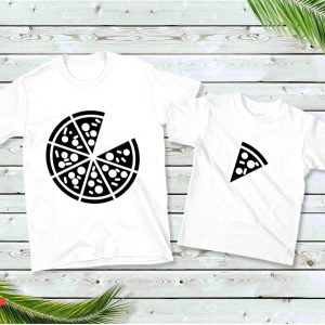 Dad And Me T-Shirt Pizza And Pizza Slice Set Matching Tee