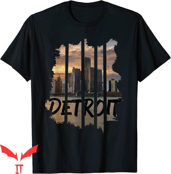Detroit Lines T-Shirt City Sky Line Michigan Trendy Tee