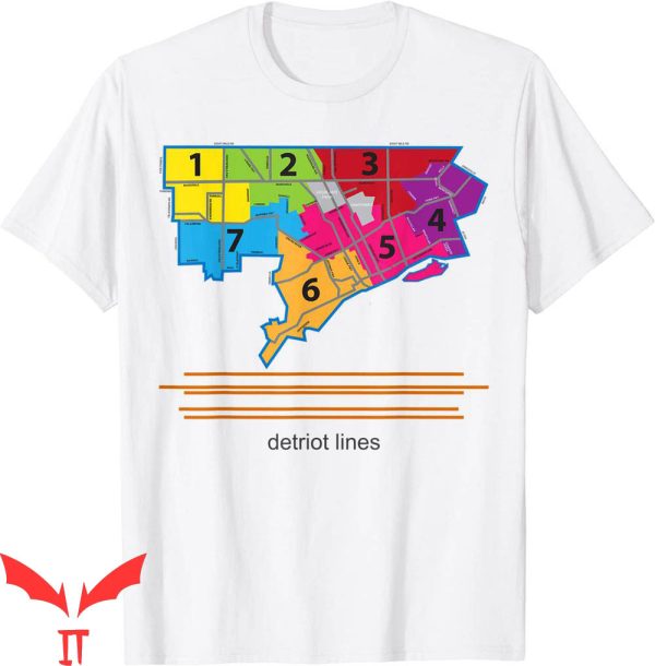 Detroit Lines T-Shirt Map Michigan Vintage Trendy Tee