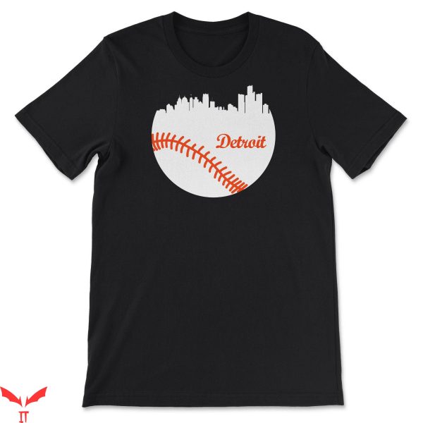 Detroit Lines T-Shirt Michigan Baseball City Skyline Laces