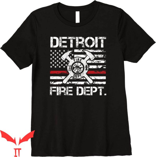 Detroit Lines T-Shirt Michigan Fire Department Thin Red Line