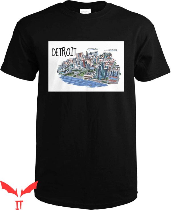 Detroit Lines T-Shirt Michigan Line Drawing Trendy Tee