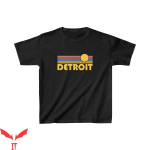 Detroit Lines T-Shirt Michigan Retro Sunrise Detroit Tee
