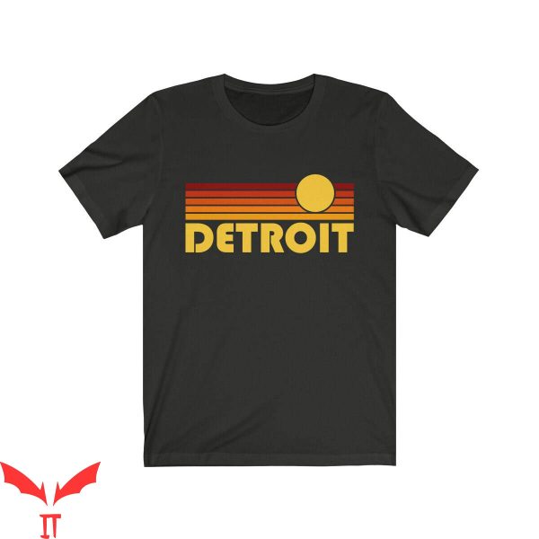 Detroit Lines T-Shirt Michigan Retro Sunset Detroit Tee