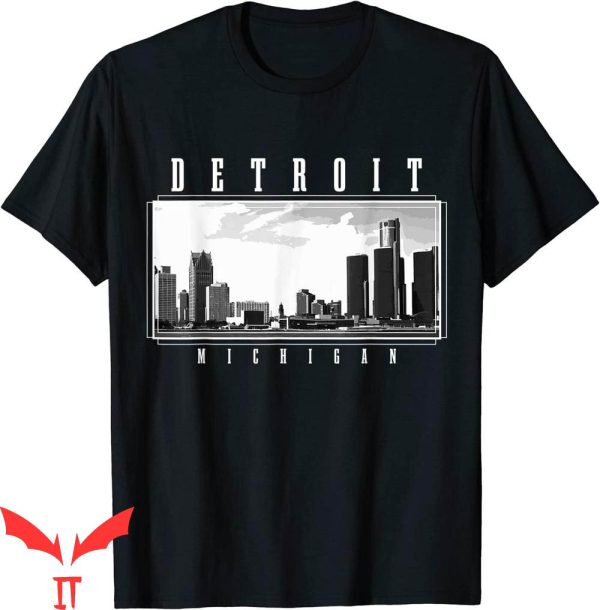 Detroit Lines T-Shirt Skyline Michigan Pride Vintage Tee