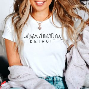 Detroit Lines T-Shirt Skyline Michigan Trendy Vintage Tee