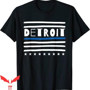 Detroit Lines T-Shirt Thin Blue Line Heart Detroit Mi Cops