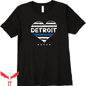 Detroit Lines T-Shirt Thin Blue Line Heart Michigan Cops