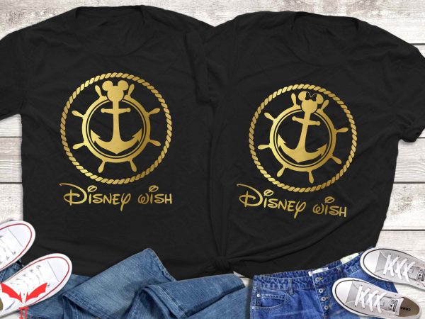 Disney Cruise T-Shirt Couple Mickey And Minnie Anchor Gold
