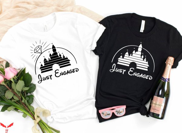 Disney Husband And Wife T-Shirt Just Engaged Disney Castle