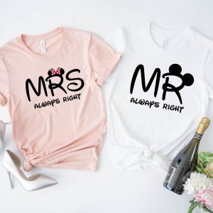 Disney Husband And Wife T-Shirt Mr Mrs Ears Matching