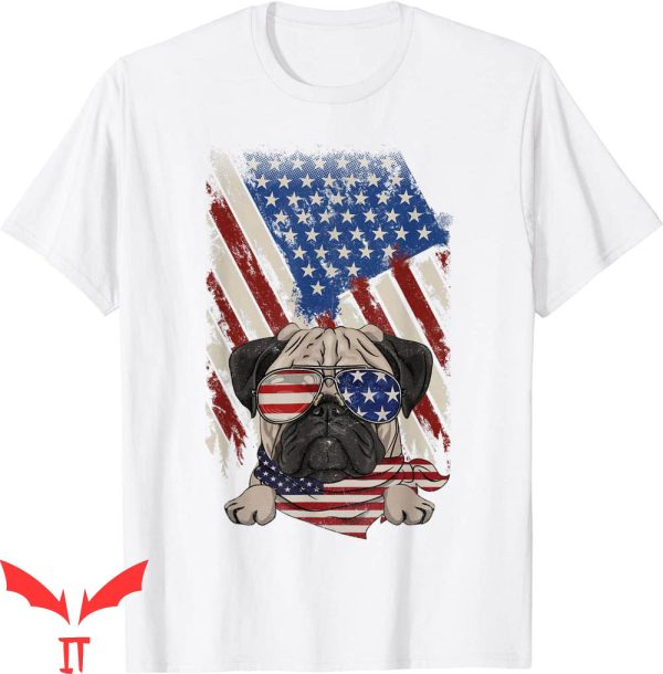 Dog Lover T-Shirt Vintage American Flag Pug Dad Mom Dog