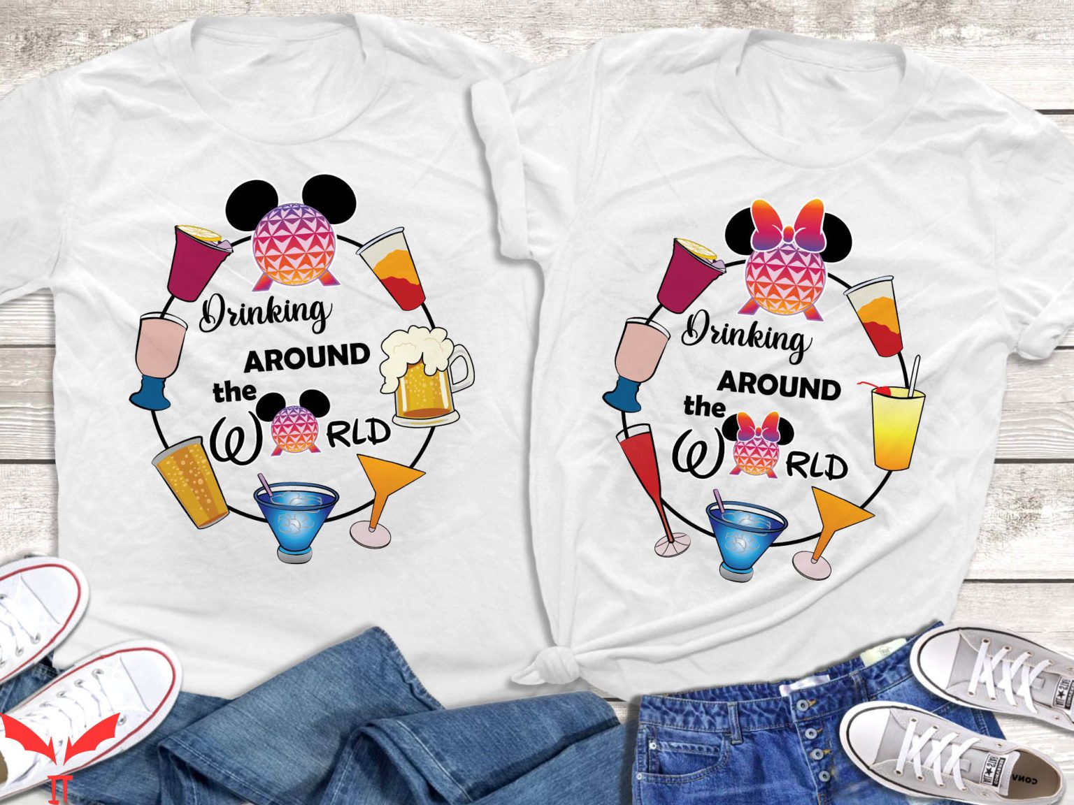Drink Around The World Epcot TShirt Disney Epcot Couple