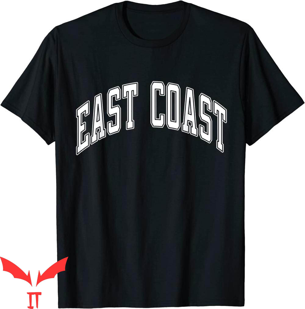 East Coast T Shirt Varsity Style White Text Eastern Seaboard