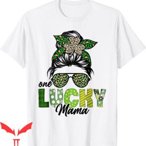 Lucky Mama T-Shirt St. Patrick’s Day Messy Bun Leopard