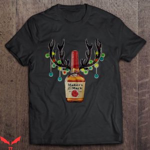 Makers Mark T-Shirt Christmas Bourbon Whisky Bottle Vintage