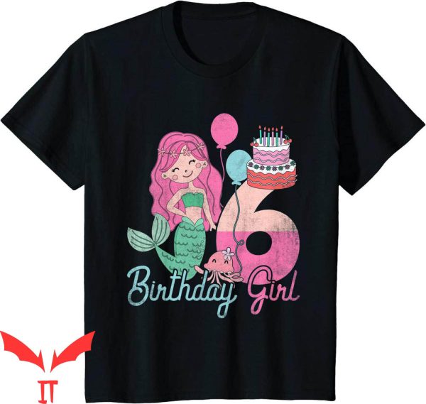 Mermaid Birthday T-Shirt 6 Years Old Birthday Girl Tee
