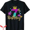 Mermaid Birthday T-Shirt For 7 Years Old Birthday Girl