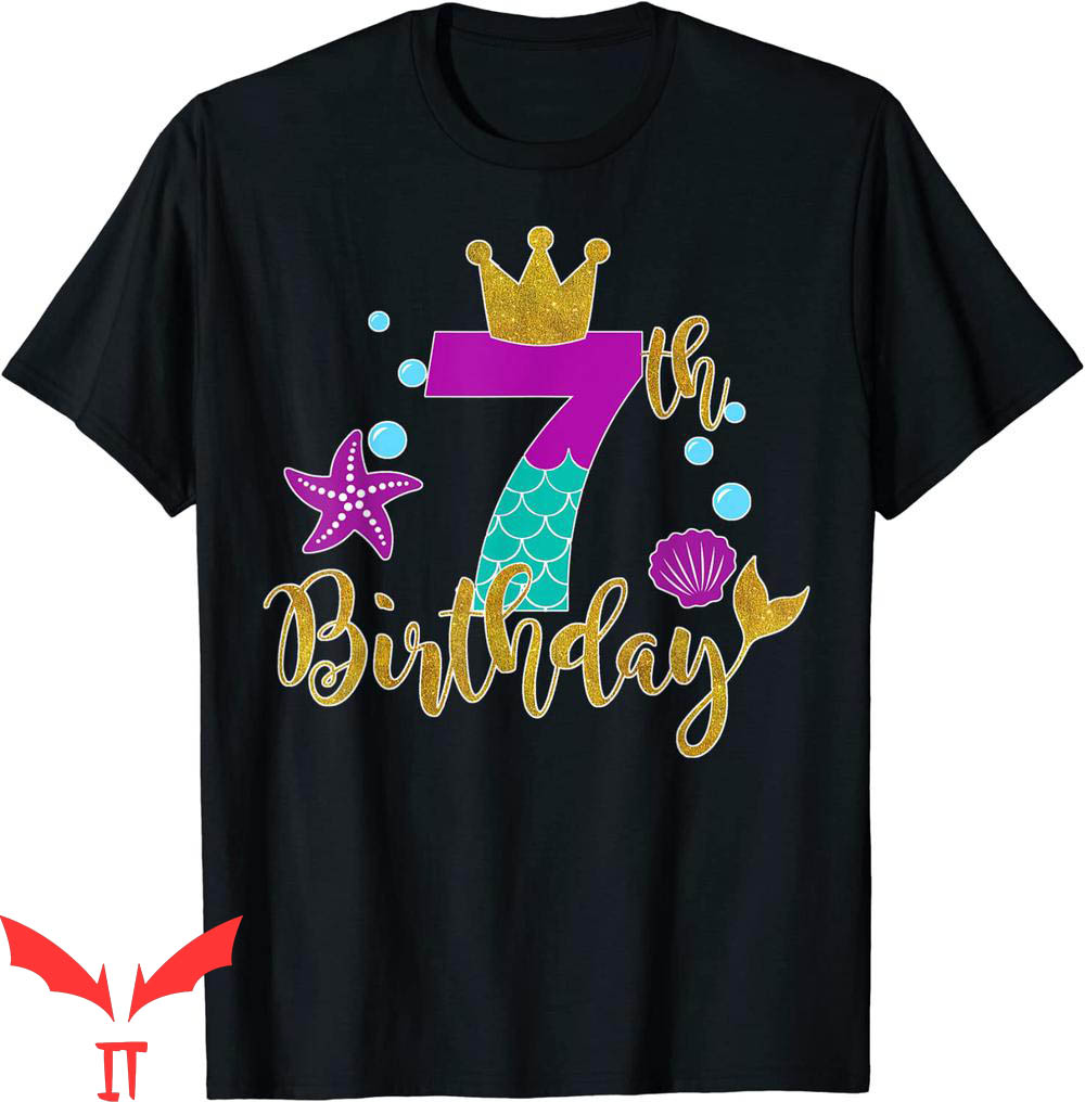 Mermaid Birthday T-Shirt For 7 Years Old Birthday Girl