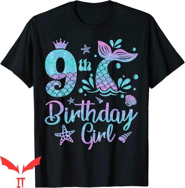 Mermaid Birthday T-Shirt Its My 9th Bday Mermaid Tee