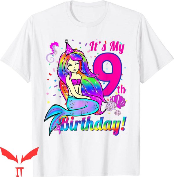 Mermaid Birthday T-Shirt It’s My 9th Birthday Mermaid Theme