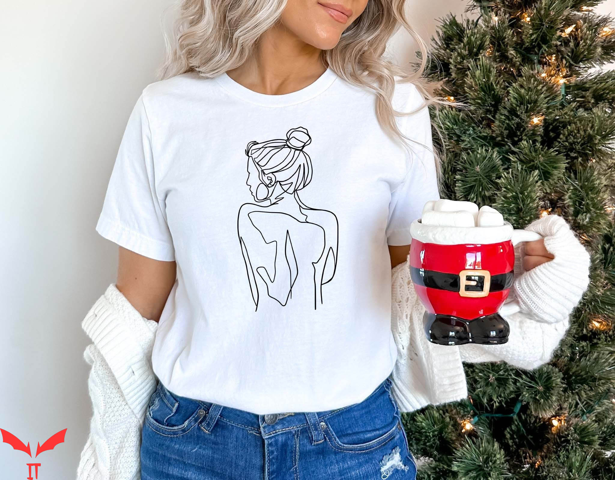 Naked T-Shirt Female Figure Line Art Abstract Body Tee