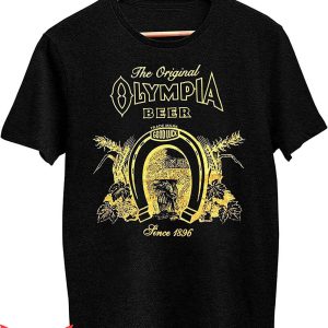 Olympia Beer T-Shirt Oly Gold Trendy Funny Beer Logo