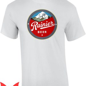Rainier Beer T-Shirt Classic Beer Logo With Mountain Tee